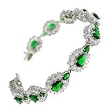 Bridal jewelry cz diamond emerald silver bracelet