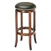 30"H Nailhead Black Leather Like Swivel Barstool Bar Stool in Cherry Finish