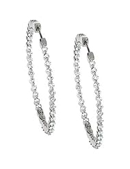 14K White Gold Diamond Hoop Earrings - 2.00 Ct. -- LIFETIME WARRANTY