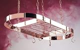 Rogar Copper Oval Pot Rack with Grid 40-in.