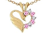 0.24 cttw Genuine Heart Shape Pink Sapphire Pendant in 14k White Gold - B000B793AK