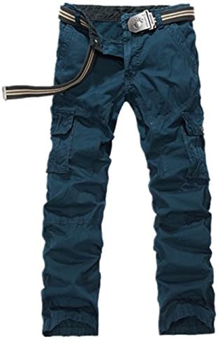 Y-JUN Men's Cotton Casual Military Army Cargo Camo Combat Pants-blue-36