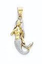 14K 2-TONE Large Mermaid Pendant - GH17209