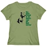 T-Shirt Woman Olive Green  My Best Friend Is A American Pit Bull Terrier  Dog
