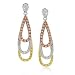14K Tri-Colored Diamond Tear-Drop Hoop Earrings