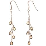 Rose Gold over Sterling Silver Champagne CZ 5 Briolette Linear Earring