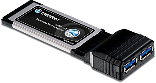TRENDnet 2-Port ExpressCard SuperSpeed USB 3.0 ExpressCard Adapter for Laptop, Netbook, Backwards compatible USB, Windows 7, Vista, XP, 2-Year Limited warranty, TU3-H2EC