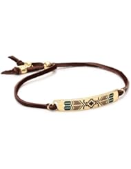 Ettika Aztec Tribal BTT Cross Deerskin Leather Bracelet, 6.75"
