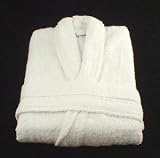 Plain White 100% Cotton Terry Towelling Bathrobe - Free Size