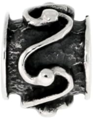 Sterling Silver Swirl Barrel Bead Charm for most Charm Bracelets
