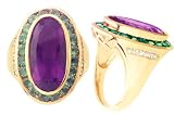 18K 4.80 CT Amethyst, Tsavorite & Diamond Ring