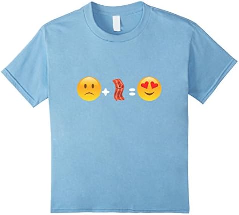 Kids Sad Face Bacon Strip Smiley Hearts Love Food Emoji Fun Shirt 8 Baby Blue