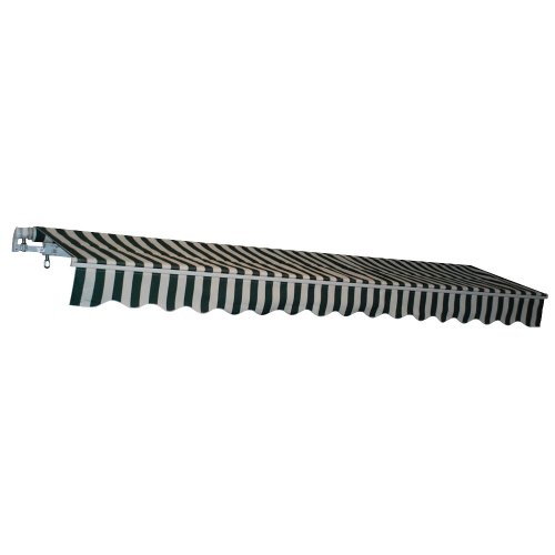 Outdoor Patio Deluxe Retractable Awning 10' x 12' - Green & White