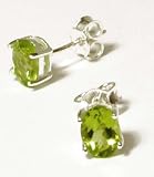 Sterling Silver Oval 7x5mm Genuine Peridot Stud Earrings (Clearance Priced)