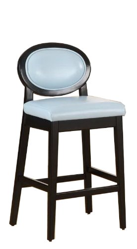 Armen Living 7015 Martini 26-Inch Stationary Barstool, Sky Blue Leather with Black Legs