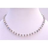 Brd688 Bridal Ab Swarovski Crystals Necklace w/ Bali Silver Spacer Gorgeous Sparkling Genuine Swarovski Ab Crystals Necklace