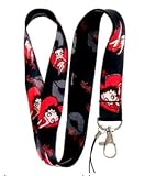 Betty Boop Red Heart and Kiss Lanyard Key Chain Holder