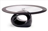 Modern Black Glass Oval Coffee Table, (FREE SHIPPING)
