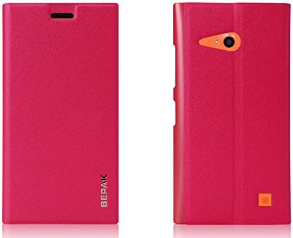 BEPAK Slim Flip PU Leather Cover Skin Case For Nokia Lumia 730,RoseRed