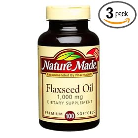 Nature Made Flaxseed Oil 1000mg, 100 Softgels (Pack of 3)
