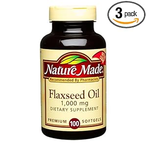 Nature Made Flaxseed Oil Softgels, 1000 mg, 100-Count Bottles (Pack of 3) by Nature Made