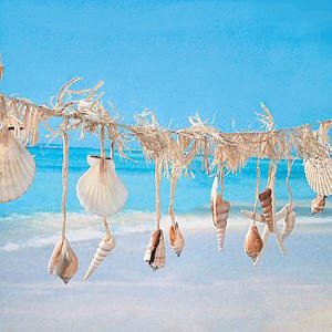 Raffia Seashell Garland, Approx. 67" long