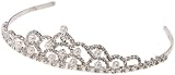 Darice V35975, Tiara with Rhinestone and Pearl, Silver