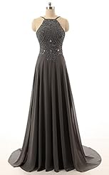 Backless Beaded Evening Dress 