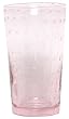 Hand Blown Glass with Rose Pink Bubbles Tumbler Glass 6"H Set of Four
