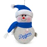 Pack of 3 MLB Los Angeles Dodgers Snowman Christmas Ornaments 6"
