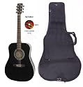SX MentorLH BK Left Handed Acoustic Guitar Package in Black with Instructional DVD & Carry Bag Included