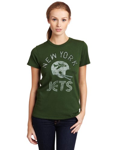 NFL Women's New York Jets Heather Vintage Short Sleeve Crew (Hunter, Medium)