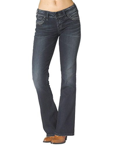 Silver Jeans Junior's Plus-Size Mid Super Stretch Bootcut Jean- 33 Inch Inseam
