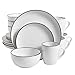 Gibson Rockaway Dinnerware Set, 16 Piece, White with Gold Rim