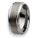 Ridged Edge Brushed & Polished Tungsten Carbide Ring (9.0 mm) - Sizes 8-14