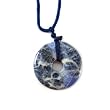 Sodalite Polished Gemstone Donut Pendant on Adjustable Silk Necklace