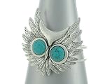 Unique Owl Head Cuff Bracelet with Turquoise Stone Eyes