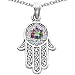 CandyGem 925 Sterling Silver Kabbalah Good Luck Hamsa Hand Pendant by Devorah with Genuine Mystic Topaz FREE GIFT PACKAGING