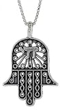 Sterling Silver Hamsa (Hand Of God) Pendant, 11/16 in. (17 mm) Long.