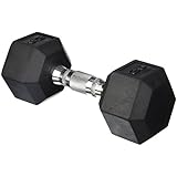 CAP Barbell Rubber Coated Hex Dumbbell with Contoured Chrome Handle, Single