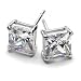 Bling Jewelry Sterling Silver Basket Set Square Princess Cut CZ Unisex Stud Earrings (3ct 8mm)