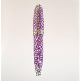 Purple Crystal Rhinestone Roller Ball Pen (4 inch)