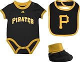 Pittsburgh Pirates Newborn Black Triple Play 3-Pack Bib, Bootie, and Creeper Combo