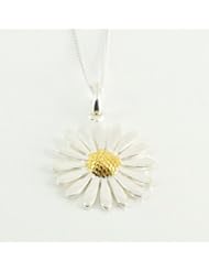 Handmade 925 Sterling Silver Daisy Flower Pendant with Silver Chain