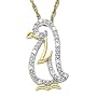 14k Yellow Gold Diamond Penguin Pendant (.03 cttw, I-J Color, I2-I3 Clarity), 18"