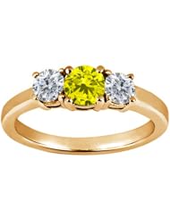 0.79 Ct Round Canary Diamond G/H Diamond 18K Yellow Gold Ring