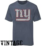 New York Giants Heather Blue Distressed Logo Vintage T-shirt