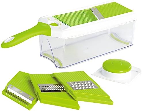 Pro Quality Mandoline Slicer with Storage Container and Hand Guard, Green