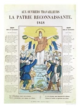 Illustrated Lyric Sheet for a Song Dedicated to the Workers, 1848 Giclee Poster Print by French School, 18x24