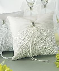 Bridal Tapestry Square Ring Pillow - Ivory